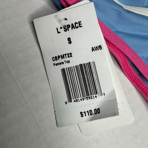 L*Space Pamela Tankini Top in Aura-White-Bubblegum NWT Size Small - Picture 7 of 8